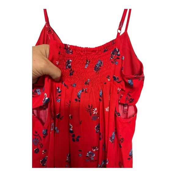 No Boundaries Floral Red Spaghetti Strap Tank Top Large - Picture 7 of 9